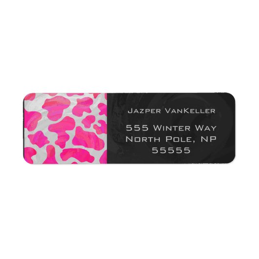 Monogram Koe Hot Pink en White Print Etiket (Voorkant)
