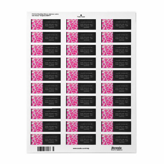 Monogram Koe Hot Pink en White Print Etiket (Full Sheet)