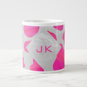 Monogram Koe Hot Pink en White Print Grote Koffiekop