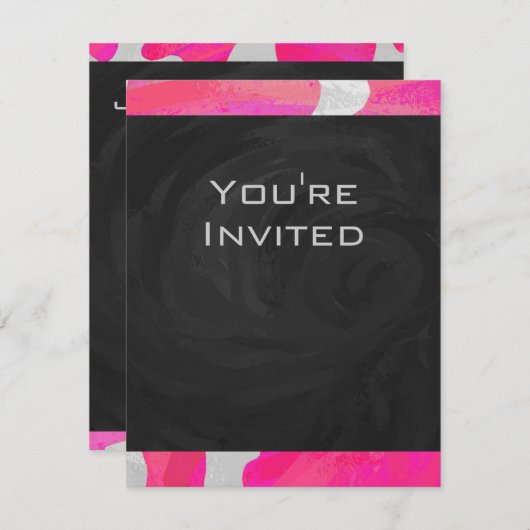 Monogram Koe Hot Pink en White Print Kaart (Voorkant / Achterkant)