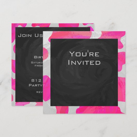 Monogram Koe Hot Pink en White Print Kaart (Voorkant / Achterkant)