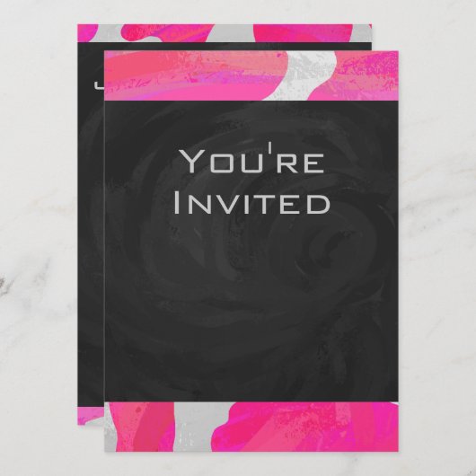 Monogram Koe Hot Pink en White Print Kaart (Voorkant / Achterkant)