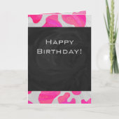 Monogram Koe Hot Pink en White Print Kaart (Voorkant)