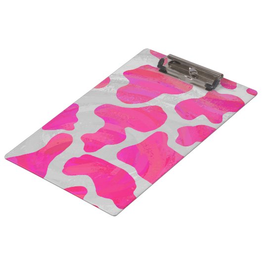 Monogram Koe Hot Pink en White Print Klembord (Gekanteld)