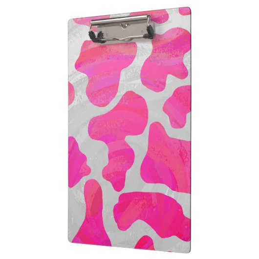 Monogram Koe Hot Pink en White Print Klembord (Links)