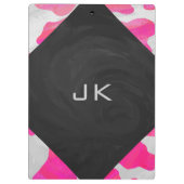 Monogram Koe Hot Pink en White Print Klembord (Achterkant)