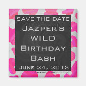 Monogram Koe Hot Pink en White Print Magneet (Voorkant)