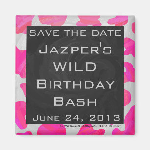 Monogram Koe Hot Pink en White Print Magneet