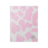 Monogram Koe Hot Pink en White Print Notitieblok (Linkerzijde)