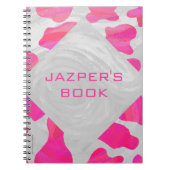 Monogram Koe Hot Pink en White Print Notitieboek (Voorkant)