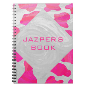 Monogram Koe Hot Pink en White Print Notitieboek