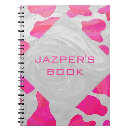 Monogram Koe Hot Pink en White Print Notitieboek (Voorkant)