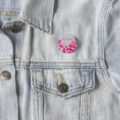 Monogram Koe Hot Pink en White Print Ronde Button 3,2 Cm (In situ)