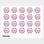 Monogram Koe Hot Pink en White Print Ronde Sticker (Vel)