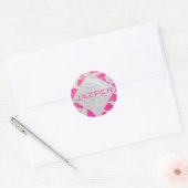 Monogram Koe Hot Pink en White Print Ronde Sticker (Envelop)