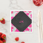 Monogram Koe Hot Pink en White Print Servetten (Insitu)