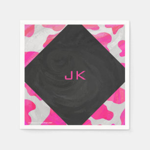 Monogram Koe Hot Pink en White Print Servetten