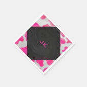 Monogram Koe Hot Pink en White Print Servetten (Hoek)