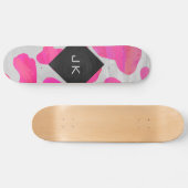 Monogram Koe Hot Pink en White Print Skateboard (Horizontaal)