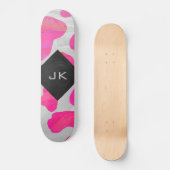 Monogram Koe Hot Pink en White Print Skateboard (Voorkant)