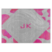 Monogram Koe Hot Pink en White Print Snijplank (Voorkant)
