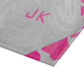 Monogram Koe Hot Pink en White Print Snijplank (Hoek)