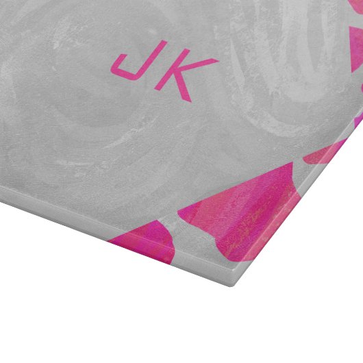 Monogram Koe Hot Pink en White Print Snijplank (Hoek)