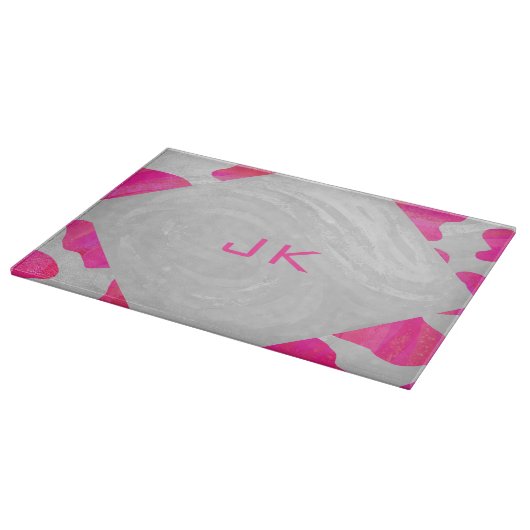 Monogram Koe Hot Pink en White Print Snijplank (Hoek)