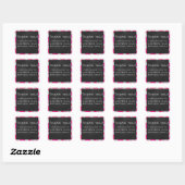 Monogram Koe Hot Pink en White Print Vierkante Sticker (Vel)