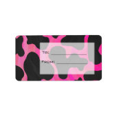 Monogram Koe Hot Pink en zwarte afdrukken Etiket (Voorkant)