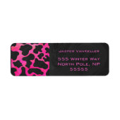 Monogram Koe Hot Pink en zwarte afdrukken Etiket (Voorkant)