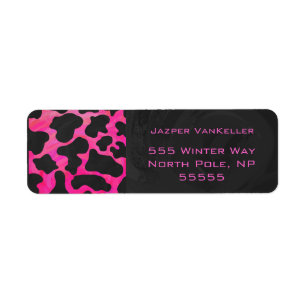 Monogram Koe Hot Pink en zwarte afdrukken Etiket