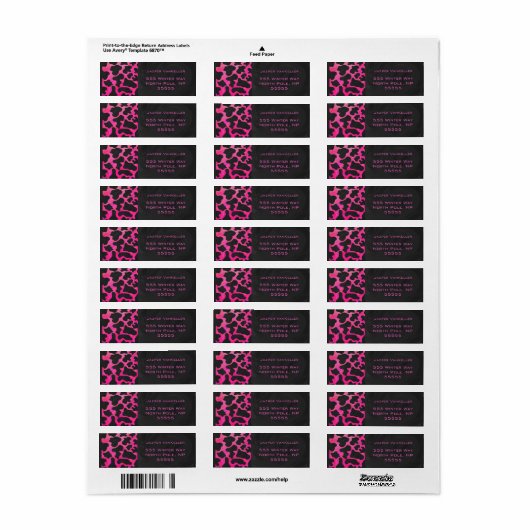 Monogram Koe Hot Pink en zwarte afdrukken Etiket (Full Sheet)