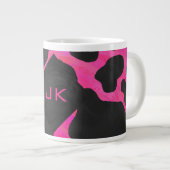 Monogram Koe Hot Pink en zwarte afdrukken Grote Koffiekop (Voorkant rechts)
