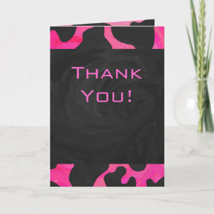 Monogram Koe Hot Pink en zwarte afdrukken Kaart
