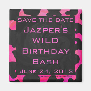 Monogram Koe Hot Pink en zwarte afdrukken Magneet