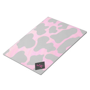 Monogram Koe Hot Pink en zwarte afdrukken Notitieblok
