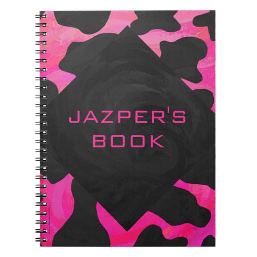 Monogram Koe Hot Pink en zwarte afdrukken Notitieboek (Voorkant)