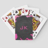 Monogram Koe Hot Pink en zwarte afdrukken Pokerkaarten (Achterkant)