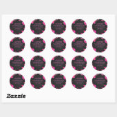 Monogram Koe Hot Pink en zwarte afdrukken Ronde Sticker (Vel)