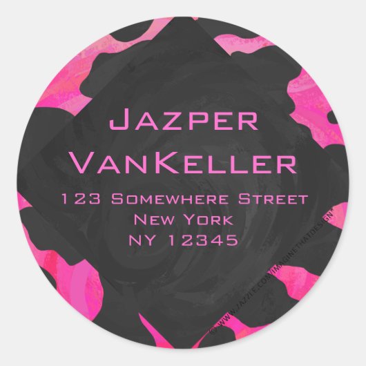 Monogram Koe Hot Pink en zwarte afdrukken Ronde Sticker (Voorkant)