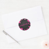 Monogram Koe Hot Pink en zwarte afdrukken Ronde Sticker (Envelop)