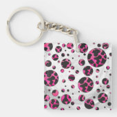 Monogram Koe Hot Pink en zwarte afdrukken Sleutelhanger (Voorkant)