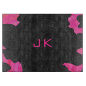 Monogram Koe Hot Pink en zwarte afdrukken Snijplank (Voorkant)