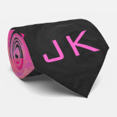 Monogram Koe Hot Pink en zwarte afdrukken Stropdas (Opgerold)