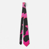 Monogram Koe Hot Pink en zwarte afdrukken Stropdas (Achterkant)