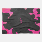 Monogram Koe Hot Pink en zwarte afdrukken Theedoek (Horizontaal)