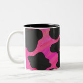 Monogram Koe Hot Pink en zwarte afdrukken Tweekleurige Koffiemok (Links)