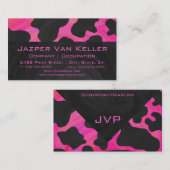 Monogram Koe Hot Pink en zwarte afdrukken Visitekaartje (Voorkant / Achterkant)