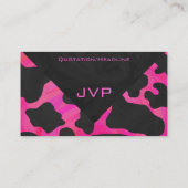 Monogram Koe Hot Pink en zwarte afdrukken Visitekaartje (Achterkant)